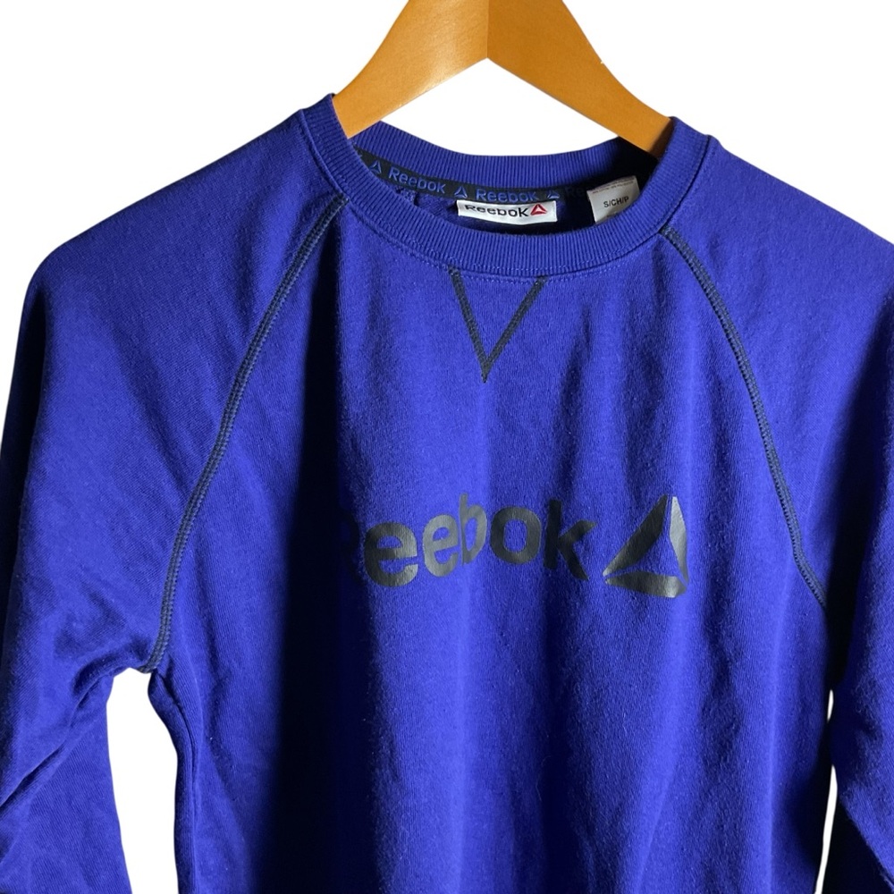 Reebok Womens Crewneck Sweater Sweatshirt Royal Blue Cotton Blend Gorpcore - Picture 2 of 5